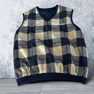 Sunderland Of Scotland Women’s Size S Plaid Golf Windbreaker Vest Tan Perry